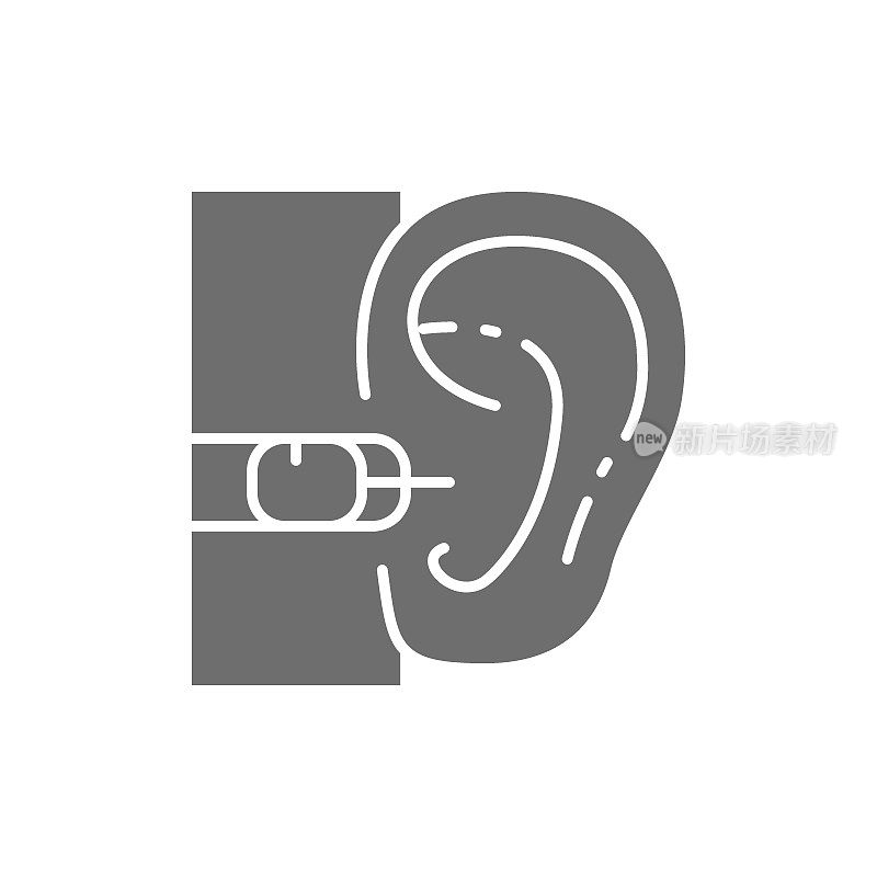 Internal hearing aid gray icon. Isolated on white background
